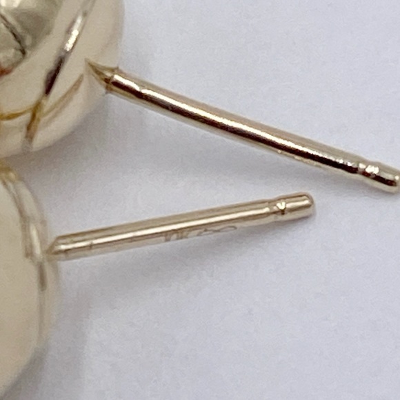 10K Yellow Gold Round Ball Stud Earrings - Picture 4 of 4